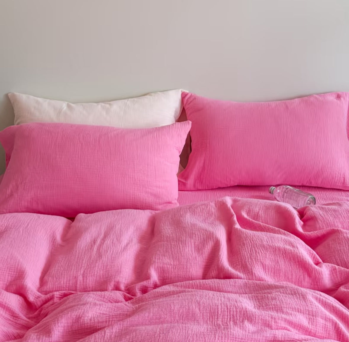 Double Gauze Cotton Bedding Set - Pink
