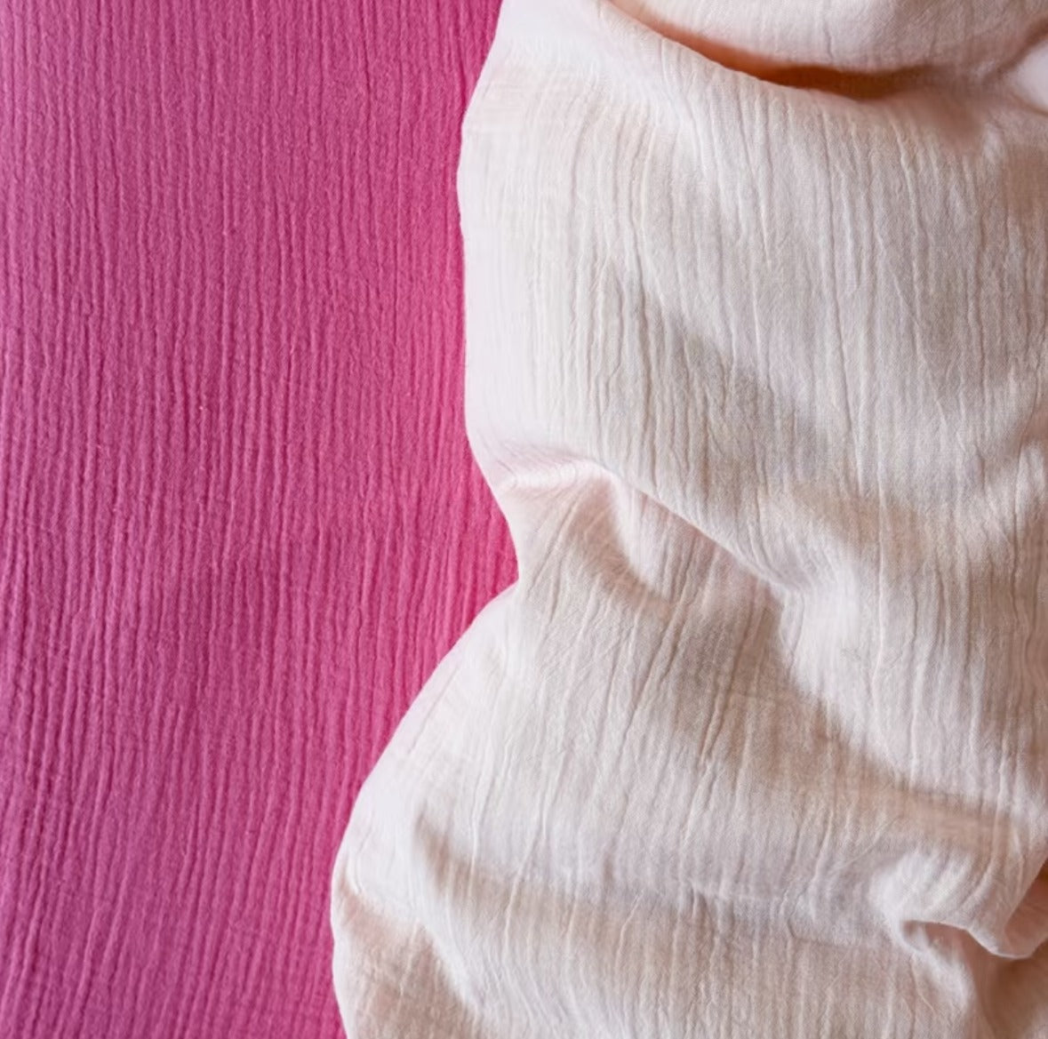 Double Gauze Cotton Bedding Set - Pink + Light Pink