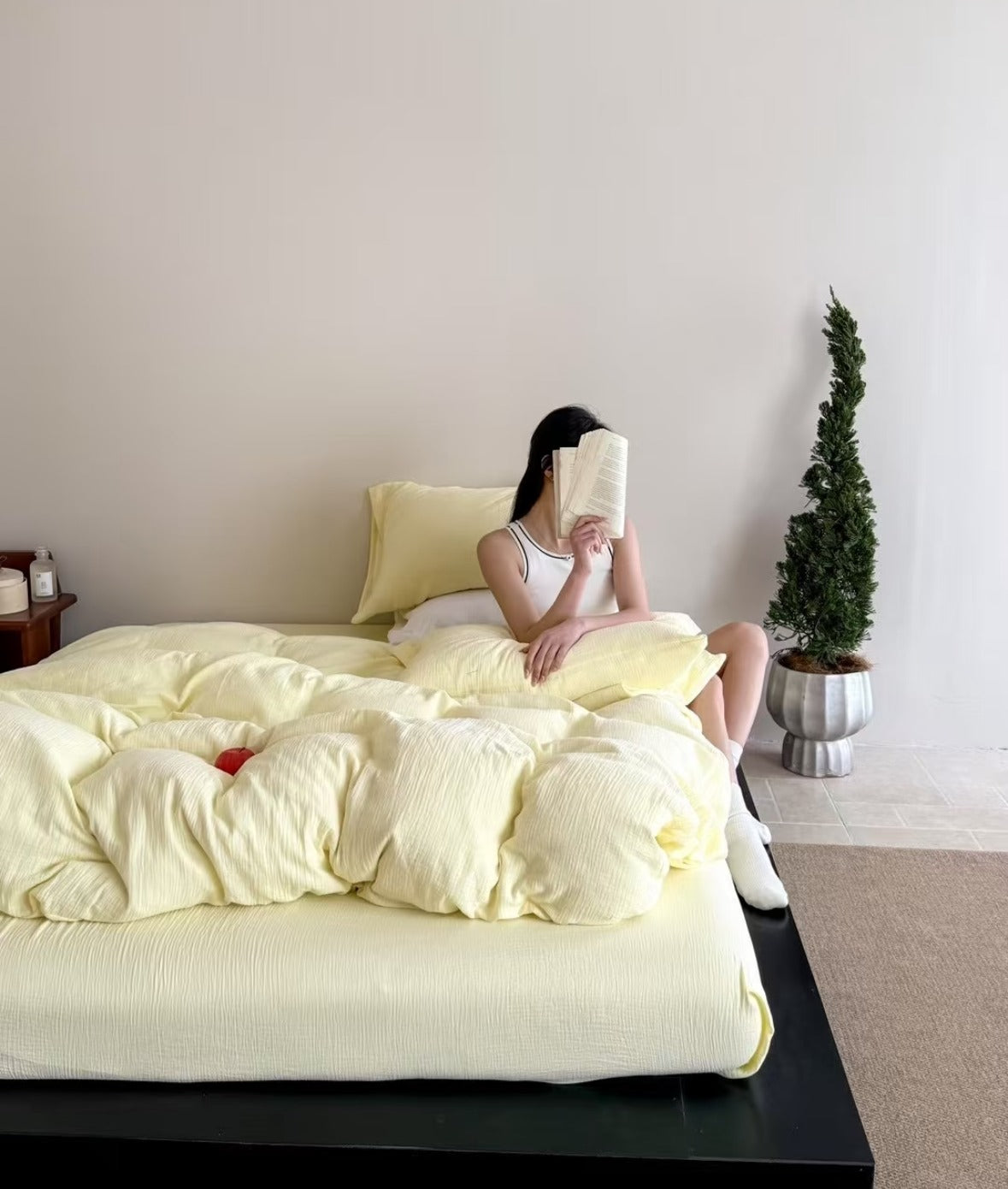 Double Gauze Cotton Bedding Set - Yellow