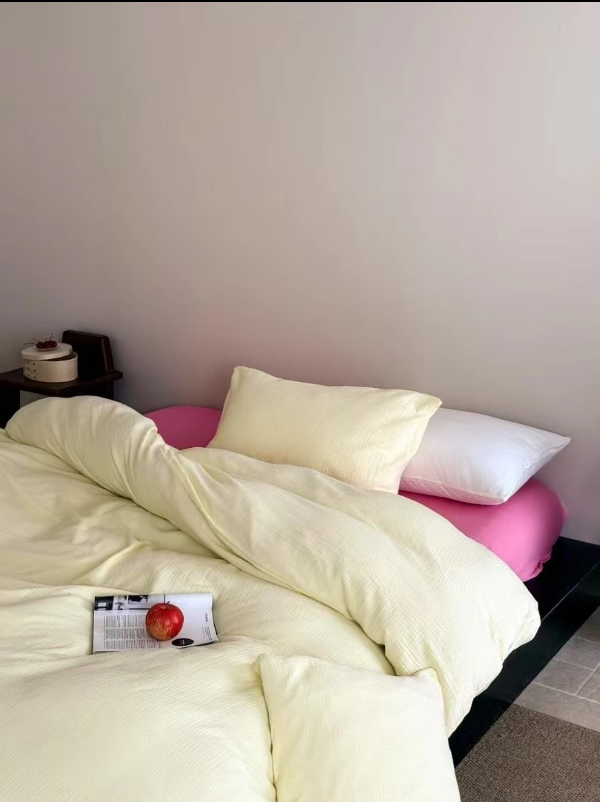 Double Gauze Cotton Bedding Set - Yellow + Pink