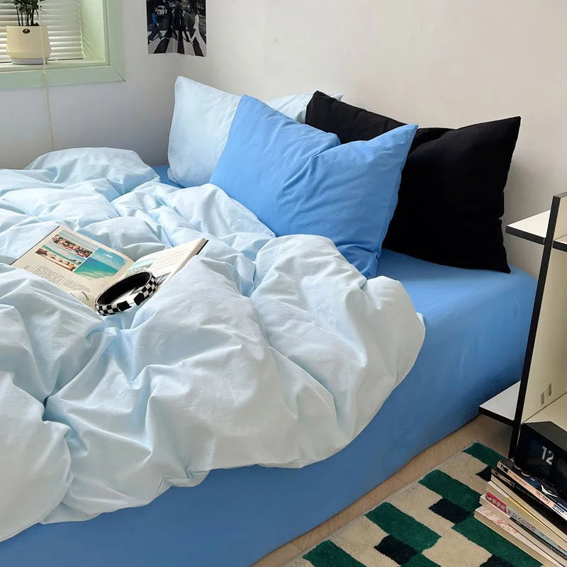 Sky Blue Duvet Cover with matching blue pillows