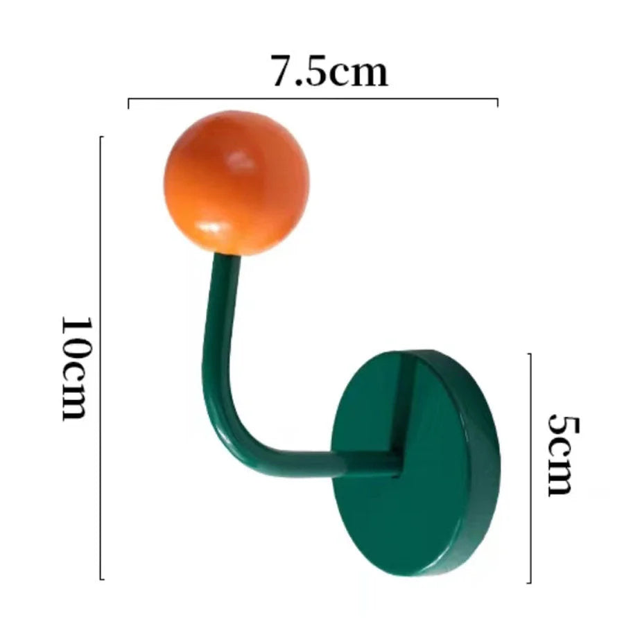 Dimensions diagram of the Orange & Green Color Block Metal Decorative Hook - RoomDen.