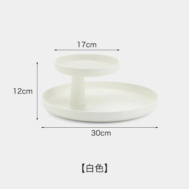 Cream White two-tier organizer tray showing dimensions: 30cm base, 17cm top, 12cm height. - RoomDen