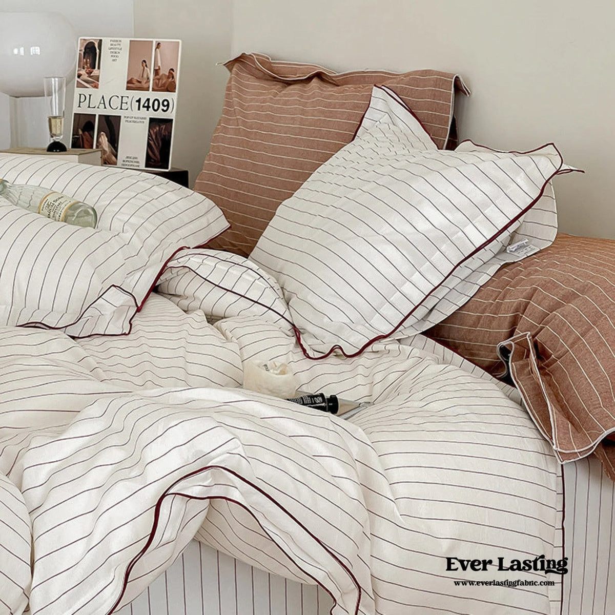 Ashcombe striped cotton bedding detail