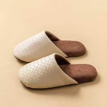 Plush Woven Texture Cotton House Slippers