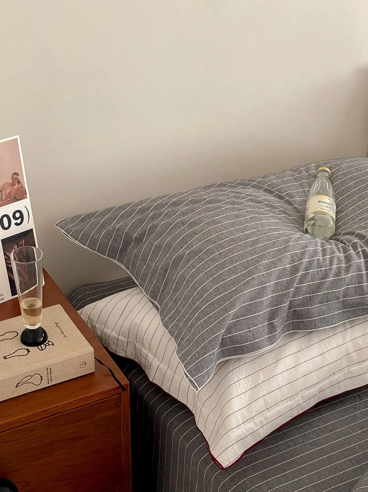 Ashcombe striped cotton bedding detail