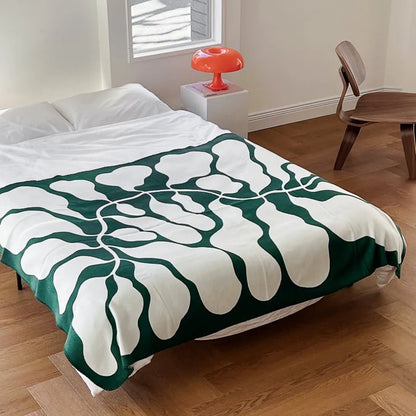 Abstract botanical flannel fleece throw blanket with soft organic leaf pattern – RoomDen