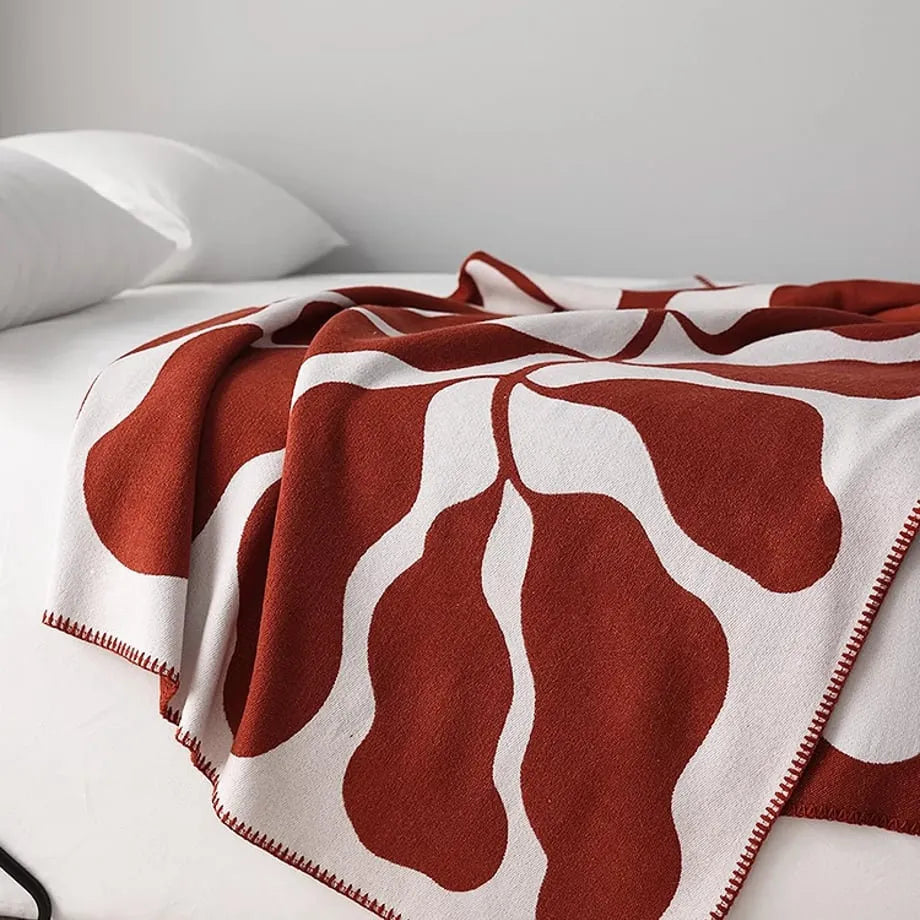 Abstract botanical flannel fleece throw blanket with soft organic leaf pattern – RoomDen