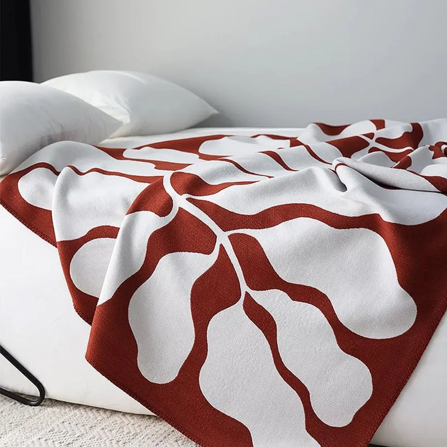 Abstract botanical flannel fleece throw blanket with soft organic leaf pattern – RoomDen
