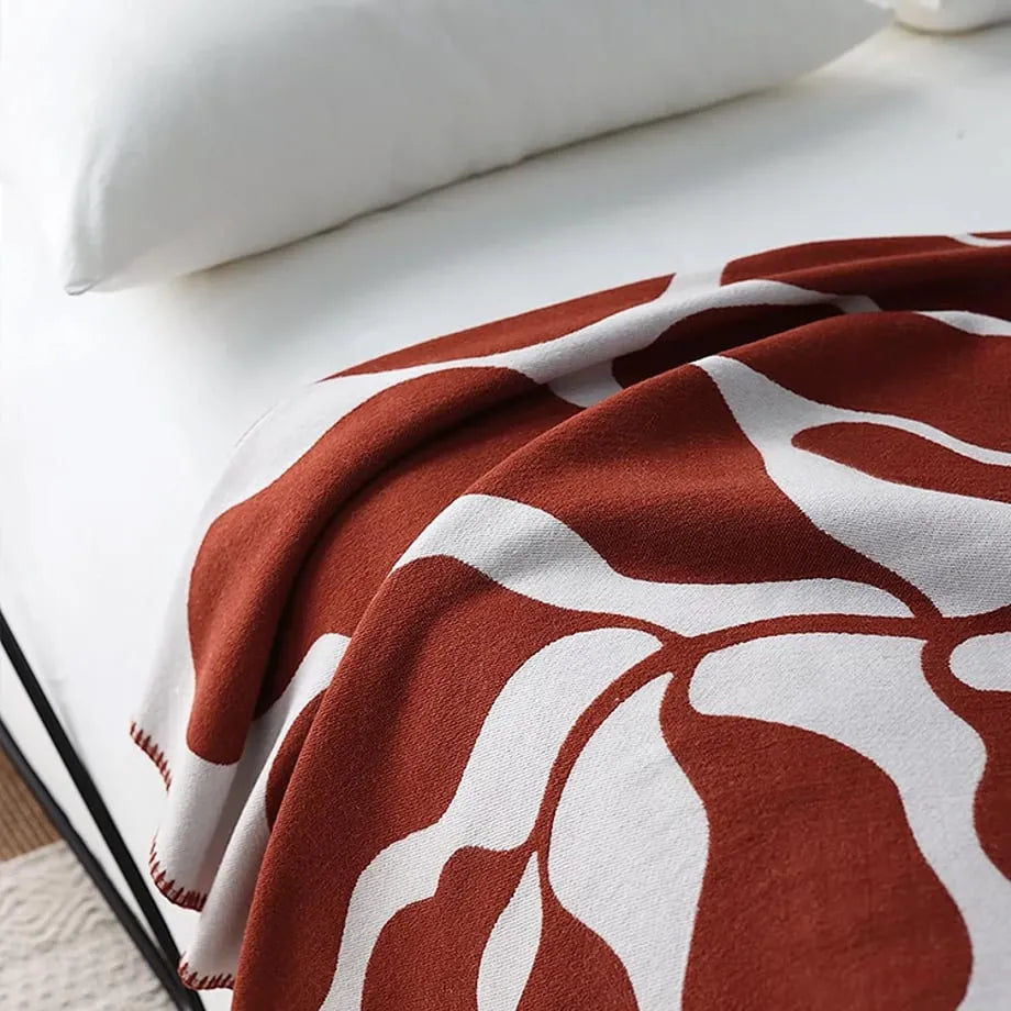 Abstract botanical flannel fleece throw blanket with soft organic leaf pattern – RoomDen