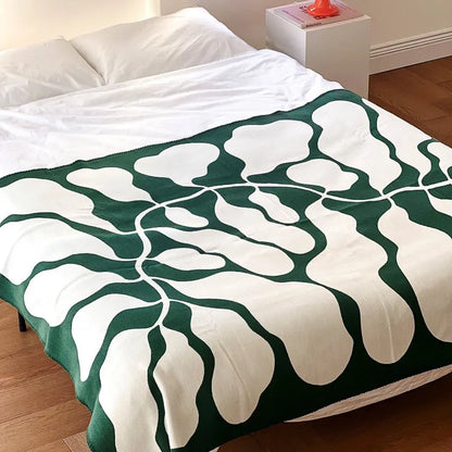 Abstract botanical flannel fleece throw blanket with soft organic leaf pattern – RoomDen