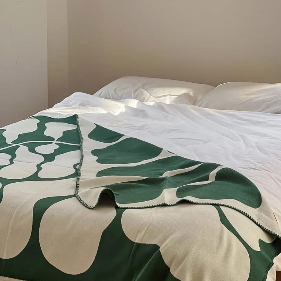 Abstract botanical flannel fleece throw blanket with soft organic leaf pattern – RoomDen