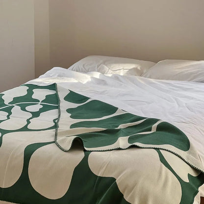 Abstract botanical flannel fleece throw blanket with soft organic leaf pattern – RoomDen