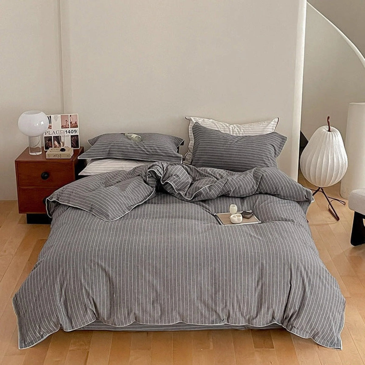 Fern Stripe striped cotton bedding set