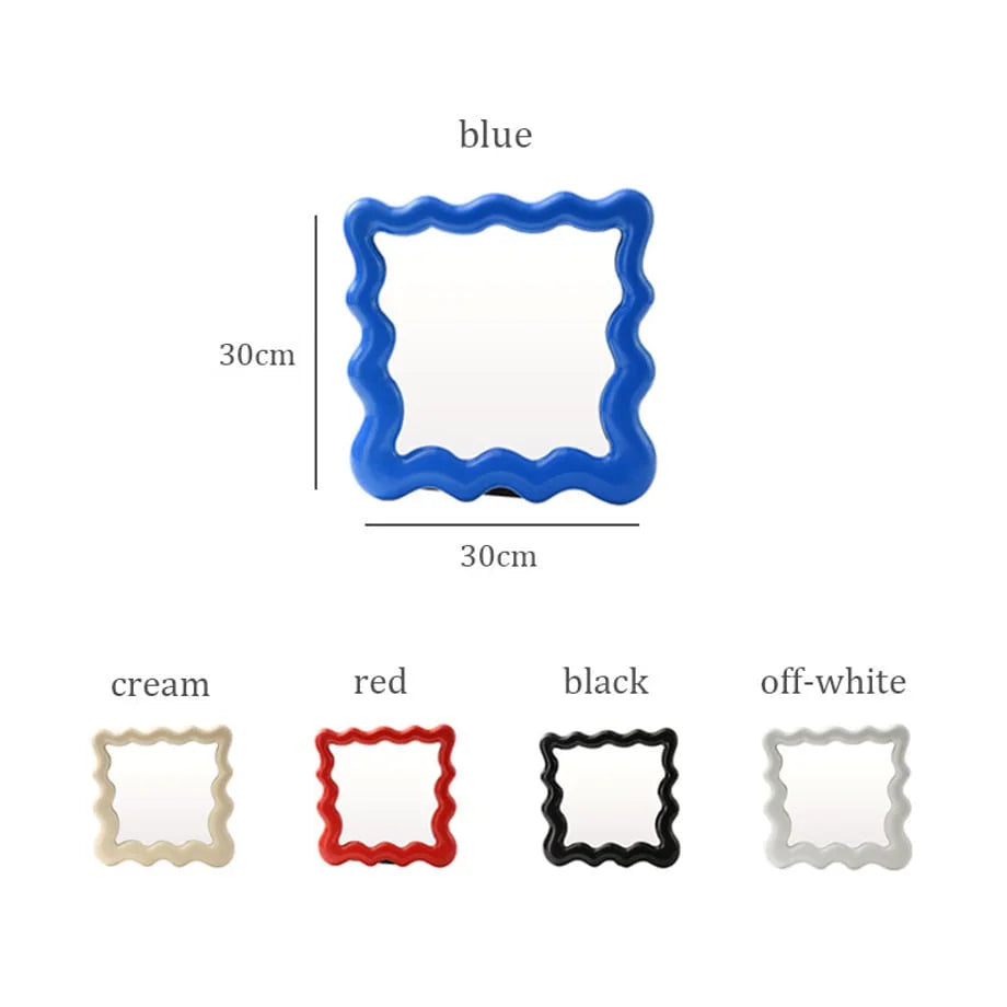 Product image showing all five color options: blue, cream, red, black, and off-white with dimensions 30x30cm - RoomDen