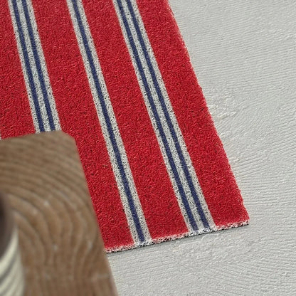Top down view of Red Striped PVC mat texture - RoomDen