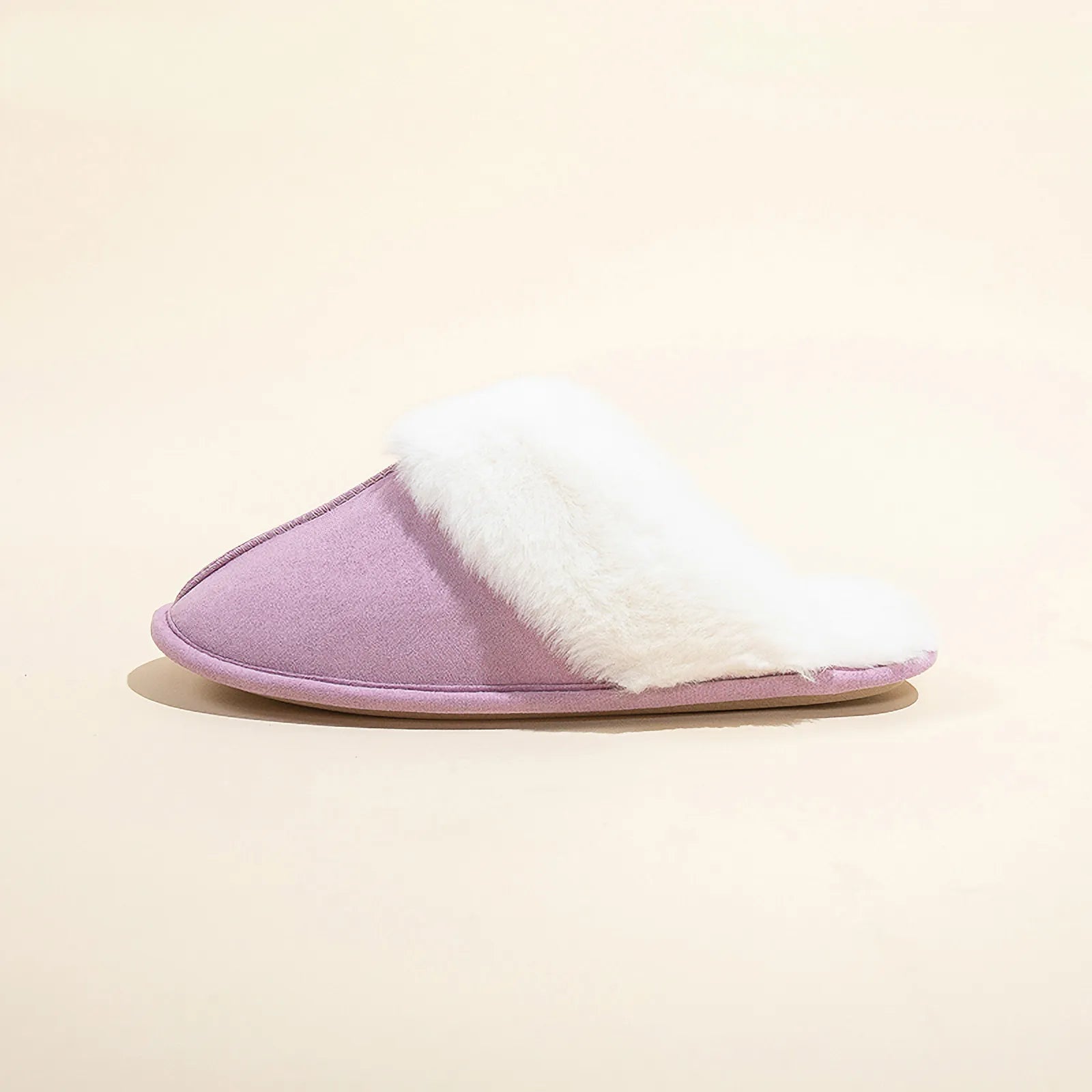 Side profile of Purple Plush Faux Suede House Slipper - RoomDen.