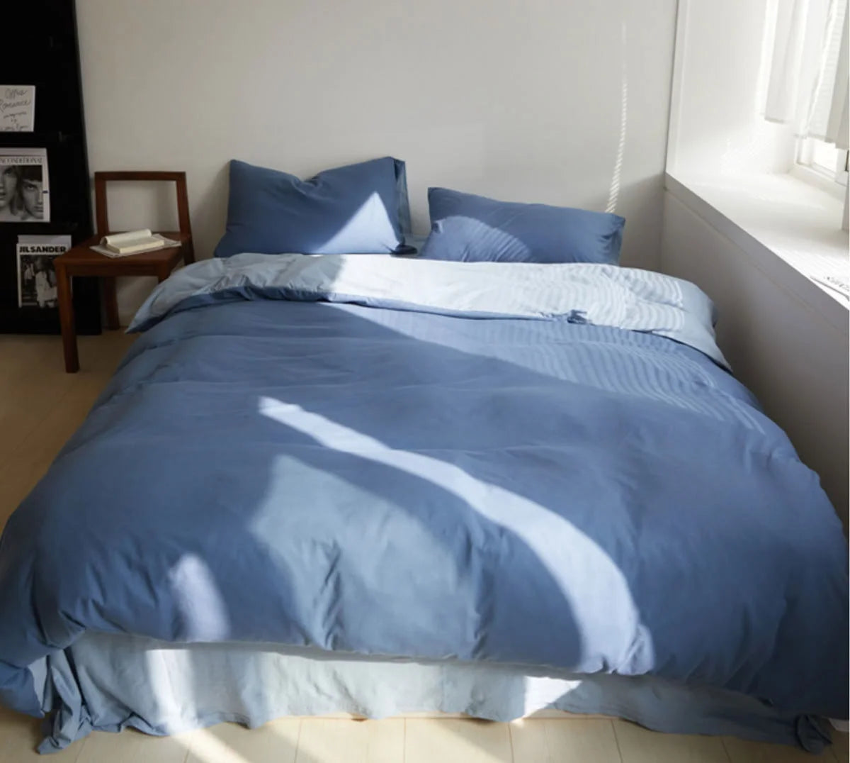 Sunlight Hitting Denim & Sky Blue Reversible Duvet Cover - RoomDen