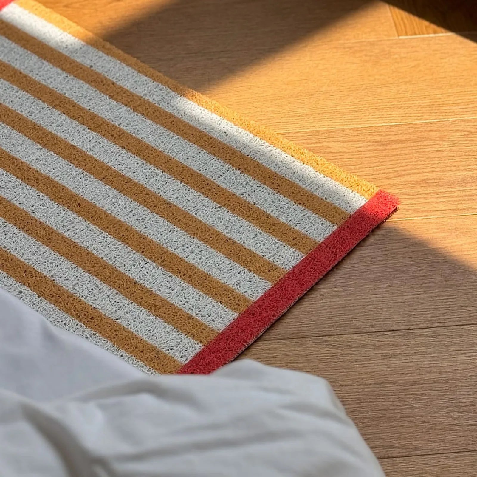 Close up of Mustard Yellow and White stripe texture - RoomDen