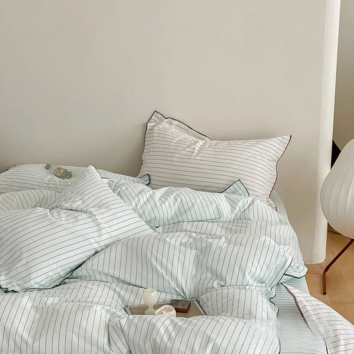 Ashcombe striped cotton bedding detail