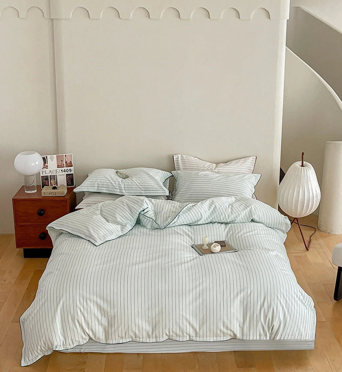 Ashcombe striped cotton bedding detail