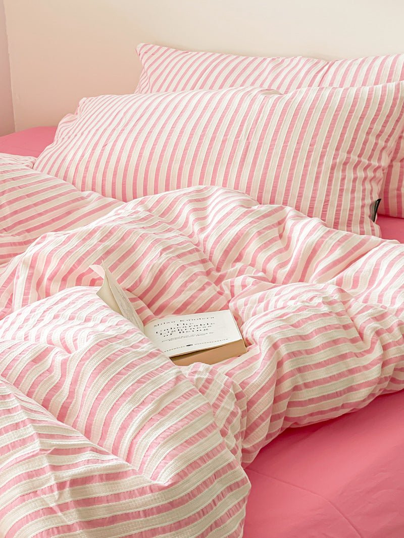 Winslow Striped Washed Cotton Bedding Set - Blossom Pink