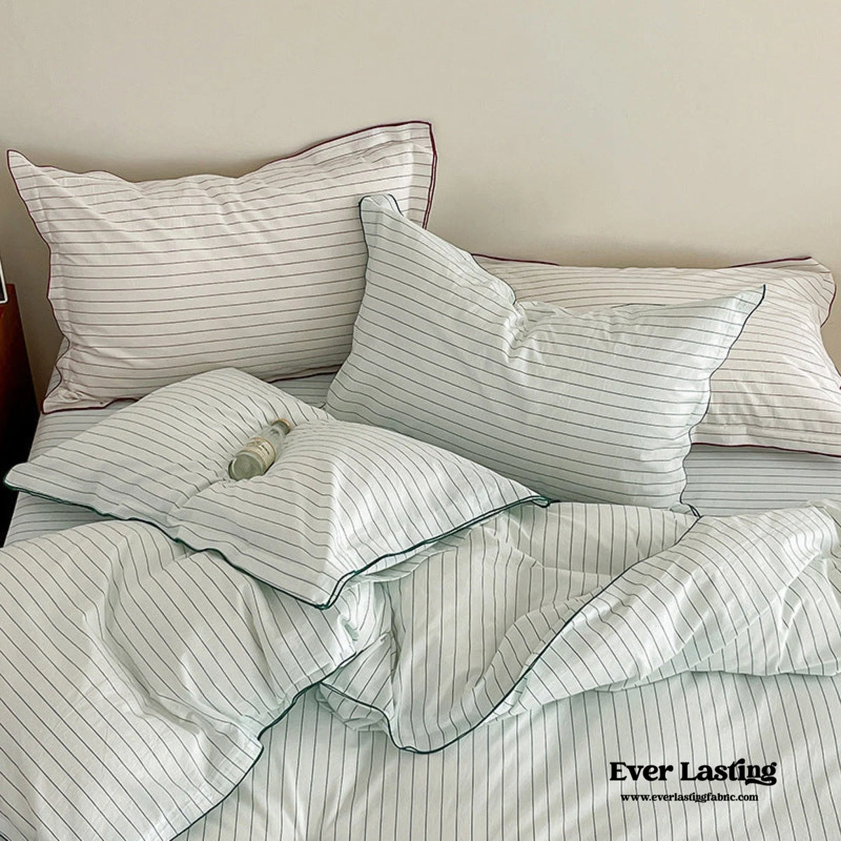 Ashcombe striped cotton bedding detail