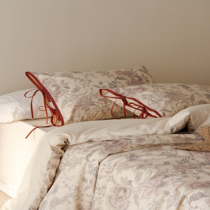 Marigny Jacobean Floral Cotton-Linen Bedding Set - Dune Floral