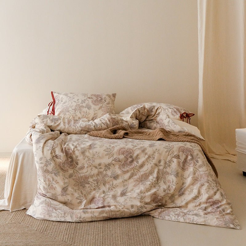 Marigny Jacobean Floral Cotton-Linen Bedding Set - Dune Floral