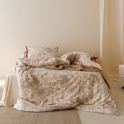 Marigny Jacobean Floral Cotton-Linen Bedding Set - Dune Floral