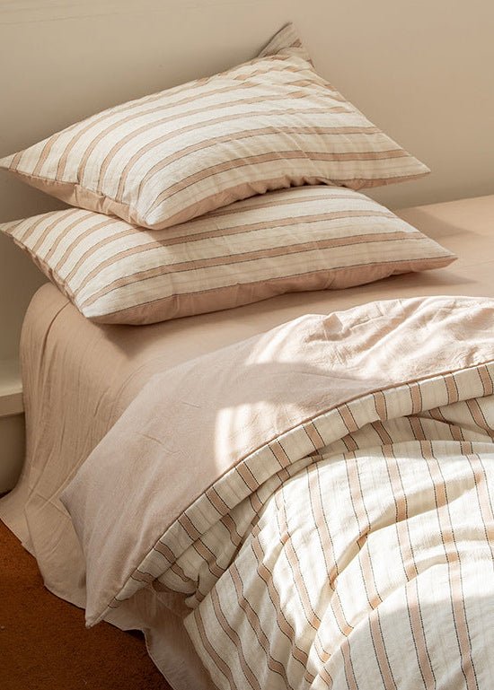 Harlow Sandstone Stripe Cotton Bedding Set - Sandstone Stripe