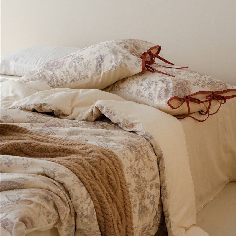 Marigny Jacobean Floral Cotton-Linen Bedding Set - Dune Floral
