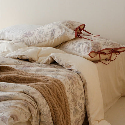 Marigny Jacobean Floral Cotton-Linen Bedding Set - Dune Floral