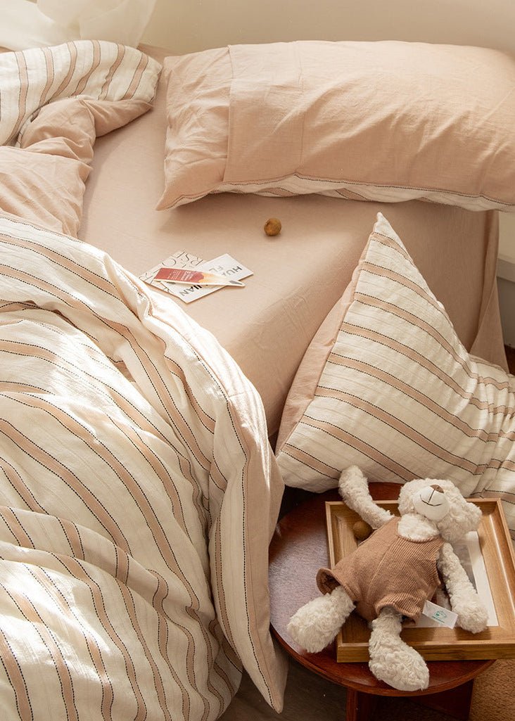 Harlow Sandstone Stripe Cotton Bedding Set - Sandstone Stripe