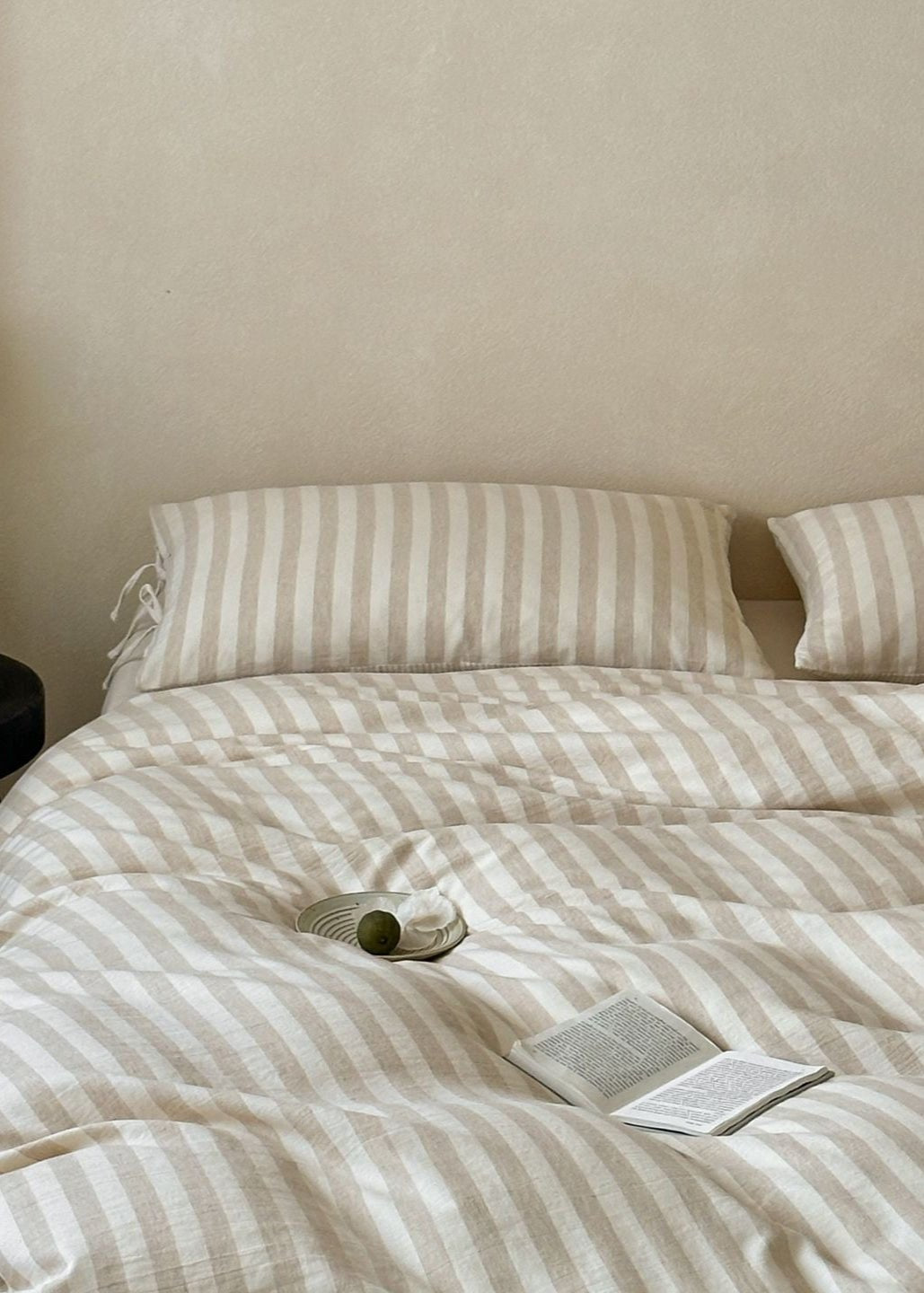 Ashfield Striped Cotton-Linen Bedding Set - Oat Stripe