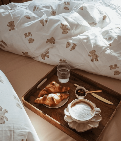 Tansley Cream Bear Print Washed Cotton Bedding Set - room scene