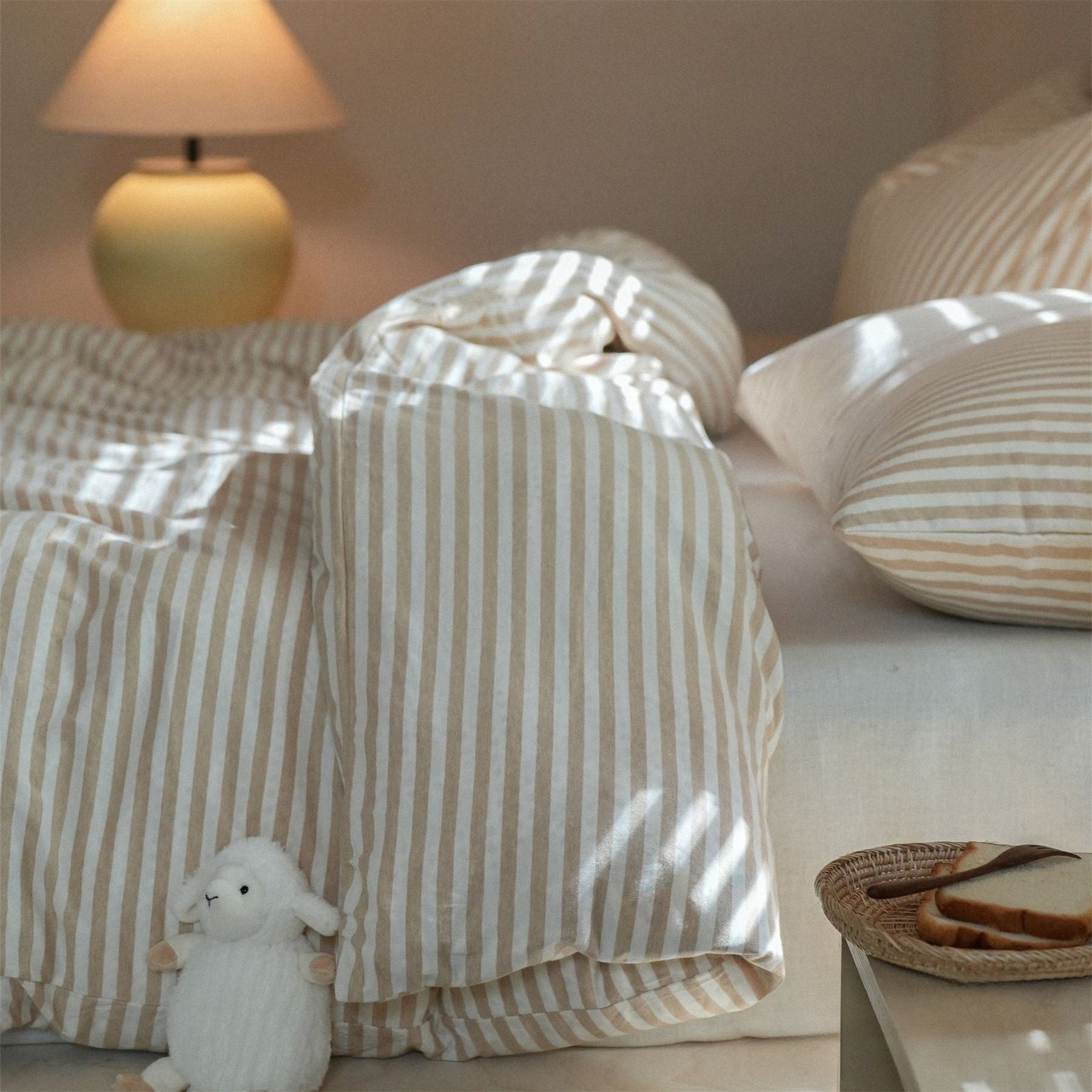 Larkden Striped Jersey Knit Cotton Bedding Set - room scene
