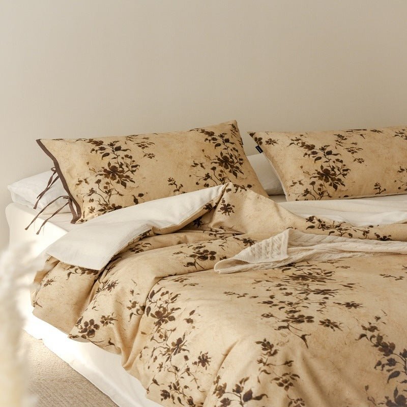 Marigny Jacobean Floral Cotton-Linen Bedding Set - Cocoa Floral