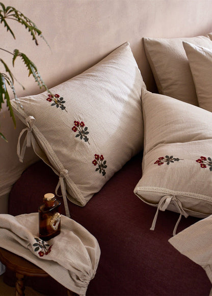 Verbena Embroidered Floral Cotton Bedding Set - room scene