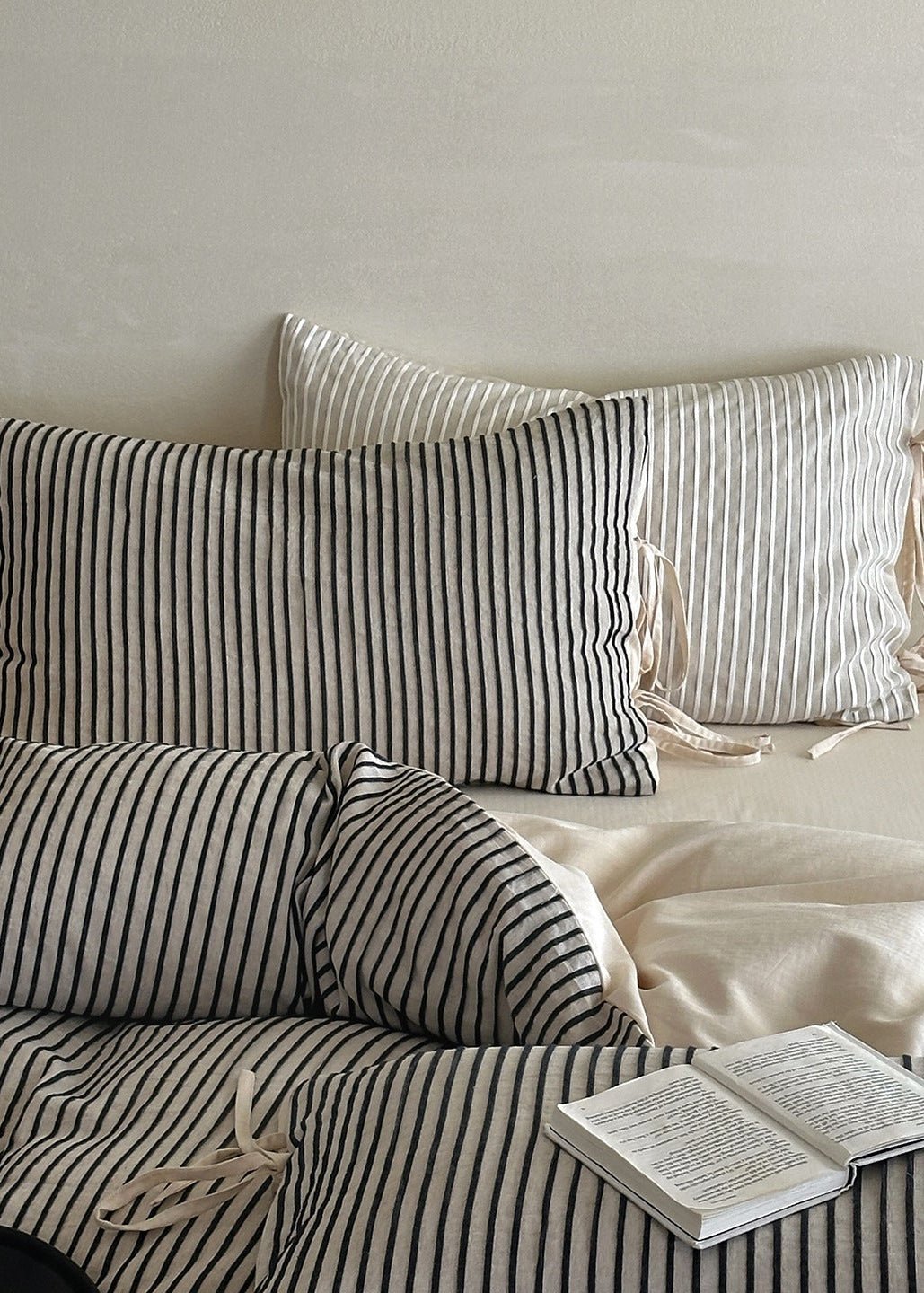 Wyeth Ticking Stripe Linen Cotton Bedding Set - room scene