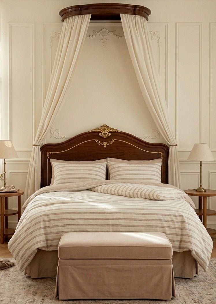 Harlow Sandstone Stripe Cotton Bedding Set - room scene