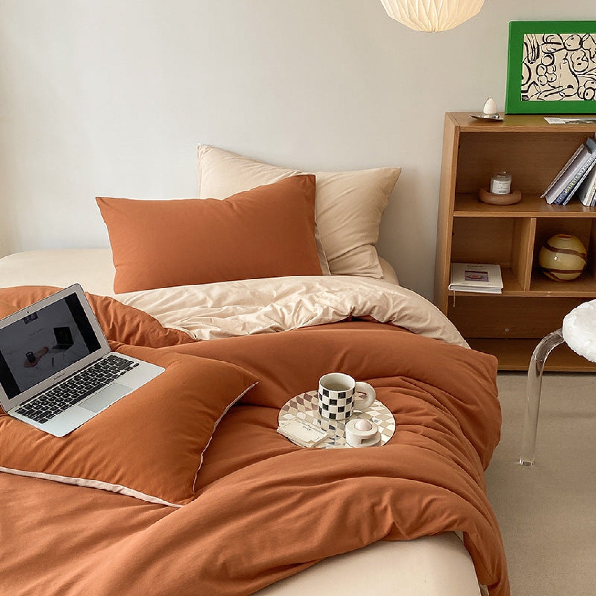 Sorrel Earthy Jersey Knit Bedding Set - room scene