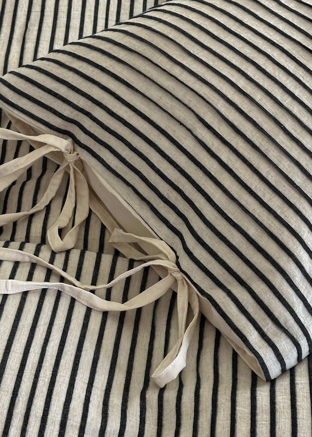 Wyeth Ticking Stripe Linen Cotton Bedding Set - room scene