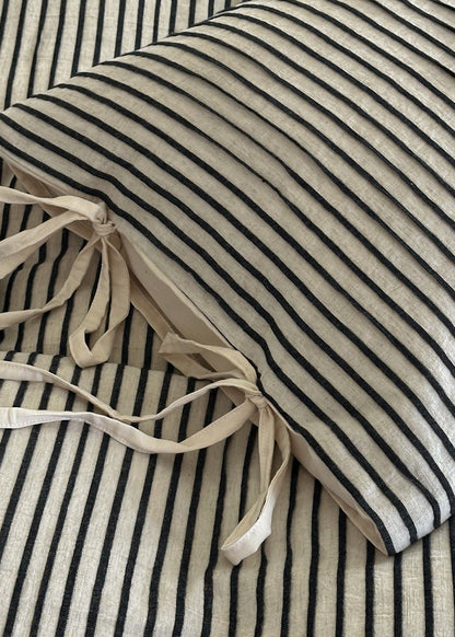 Wyeth Ticking Stripe Linen Cotton Bedding Set - room scene