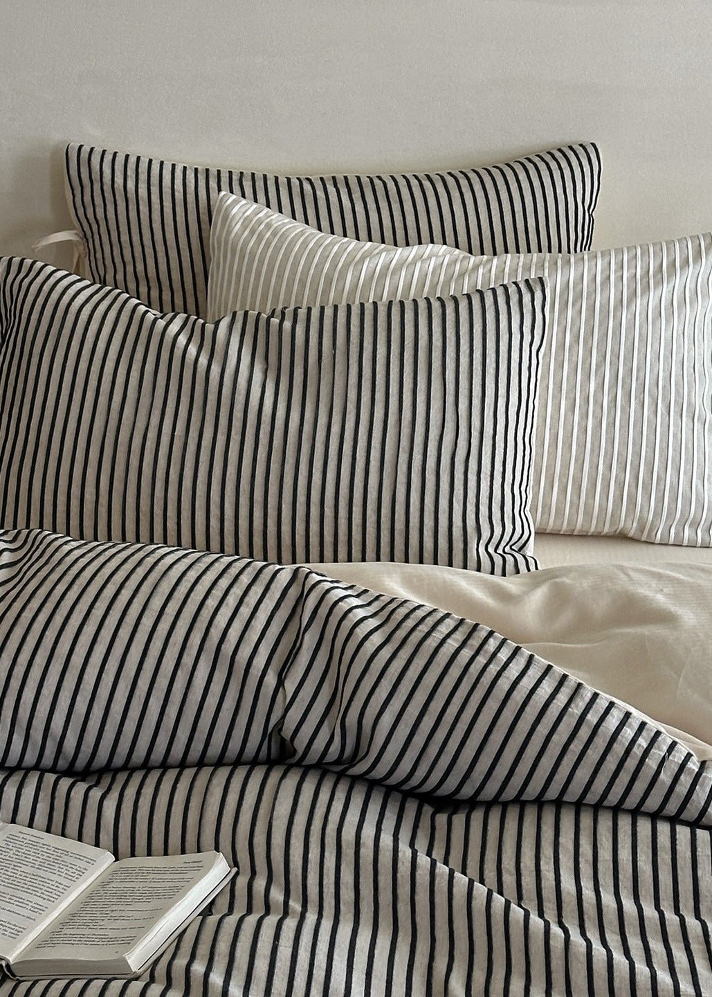 Wyeth Ticking Stripe Linen Cotton Bedding Set - room scene