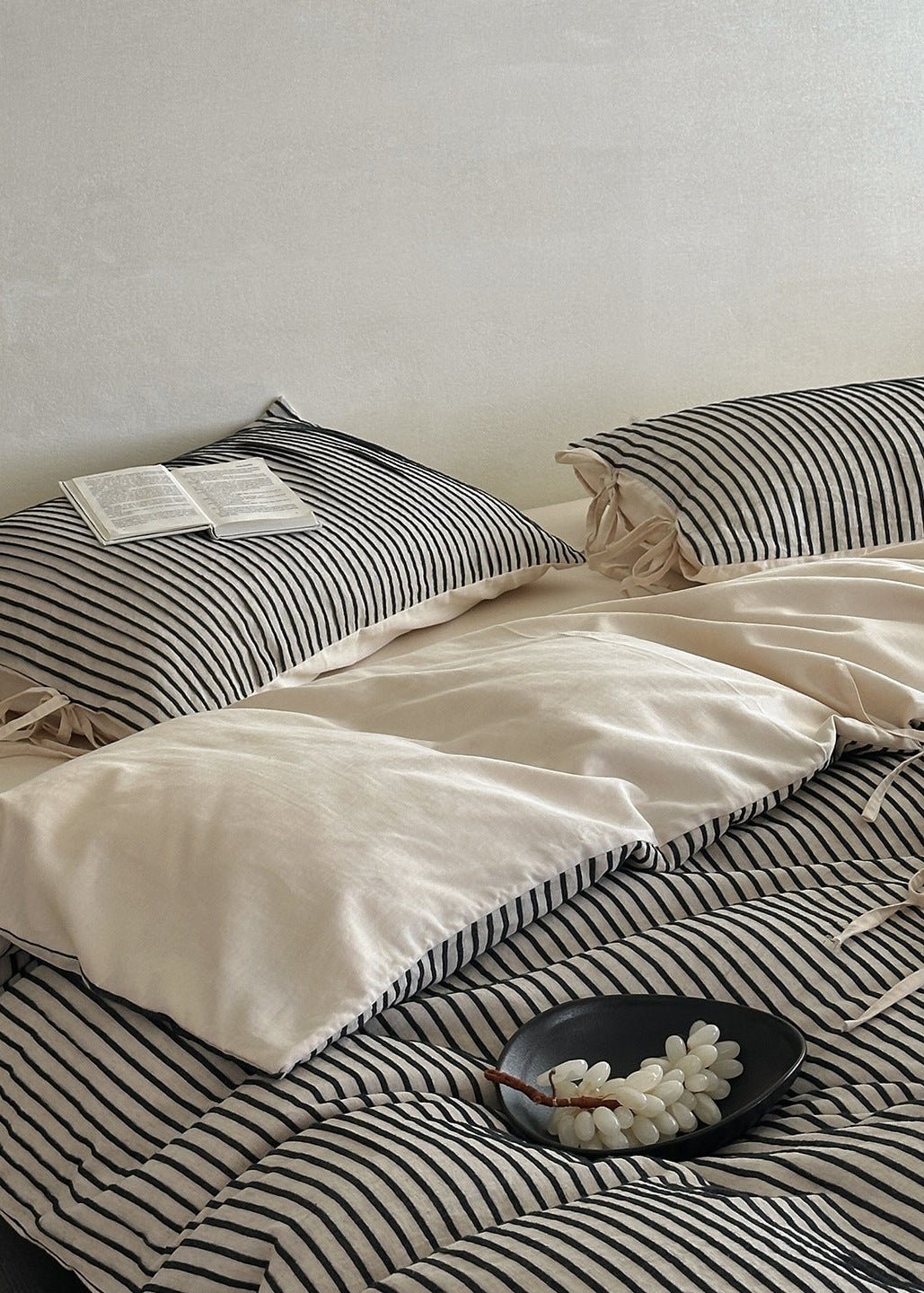 Wyeth Ticking Stripe Linen Cotton Bedding Set - room scene