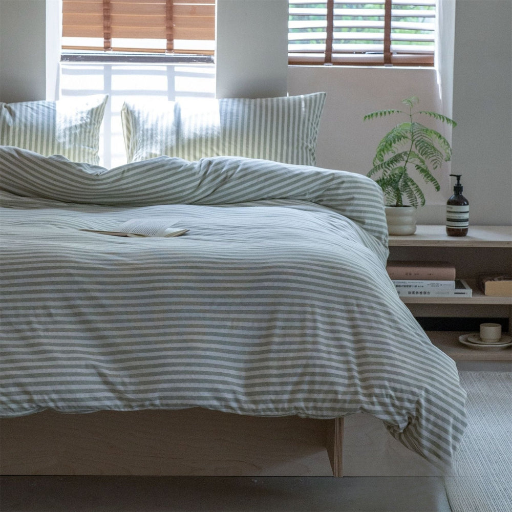 Larkden Striped Jersey Knit Cotton Bedding Set - room scene