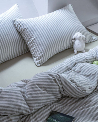 Larkden Striped Jersey Knit Cotton Bedding Set - room scene