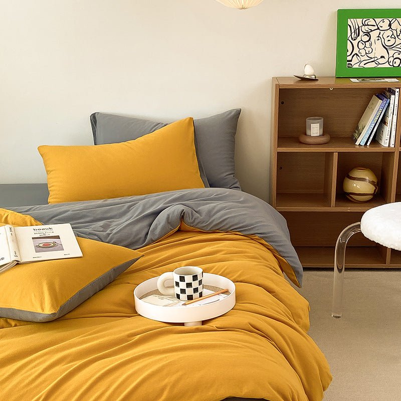 Sorrel Earthy Jersey Knit Bedding Set - Mustard Slate