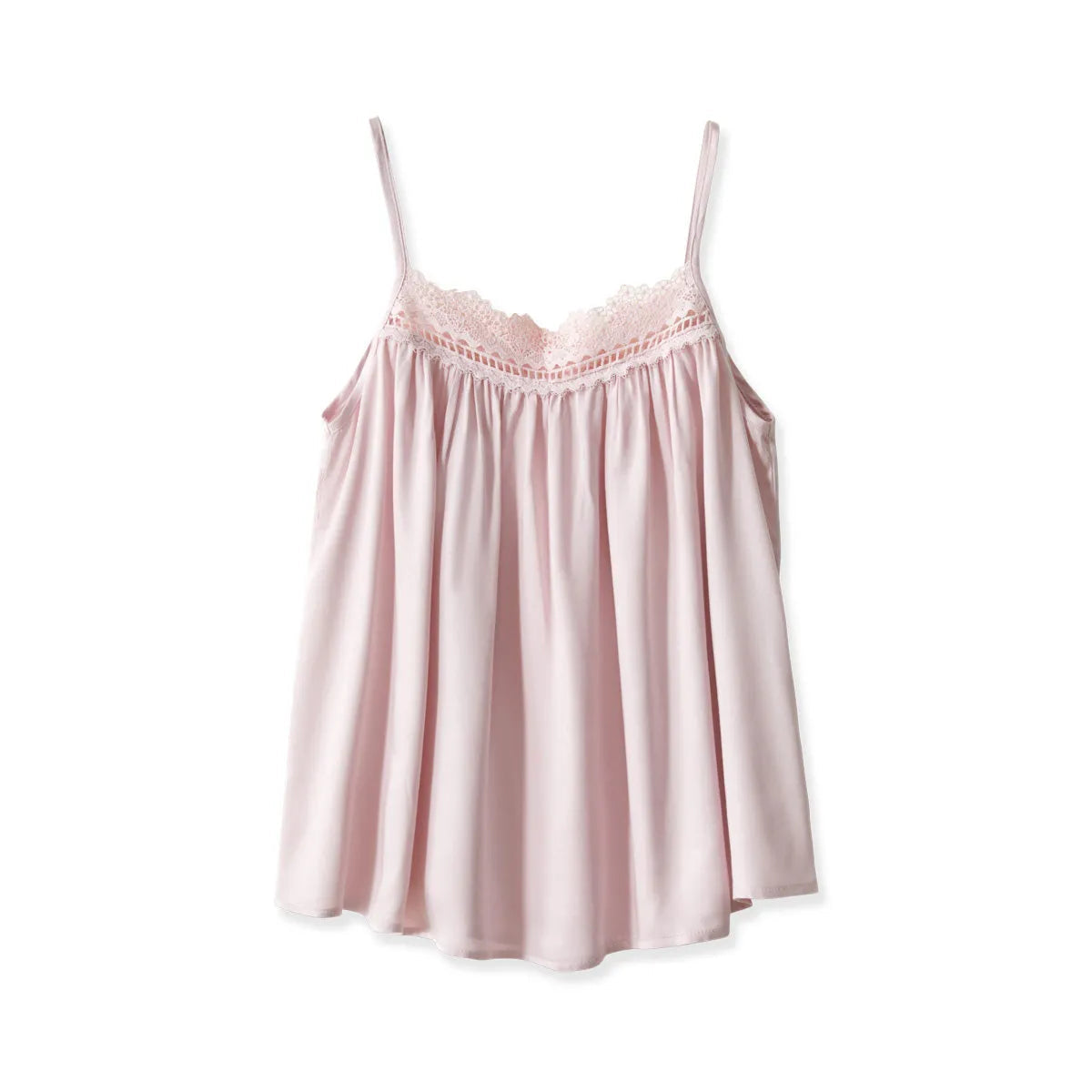 Pink Lace Trim Cotton Sateen Camisole Top Variant - RoomDen